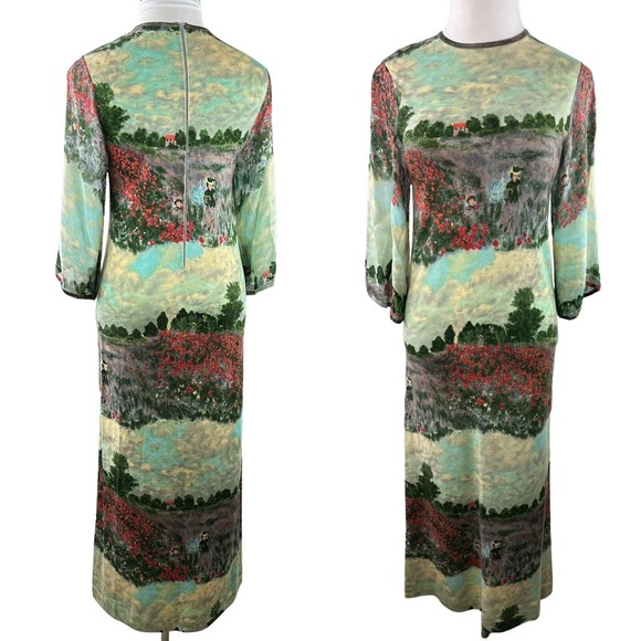 Goldworm Dresses & Skirts - Vintage Flawed Goldworm Wool Silk Italian Garden Monet Scene Maxi Dress 8 H14556